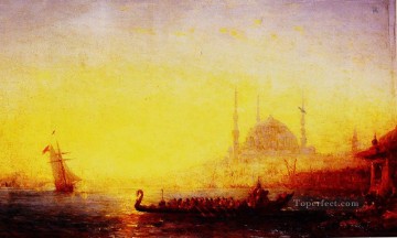 CONSTANTINOPLE AU SOLEIL COUCHANT ボート バルビゾン フェリックス ジエム 海景 Oil Paintings